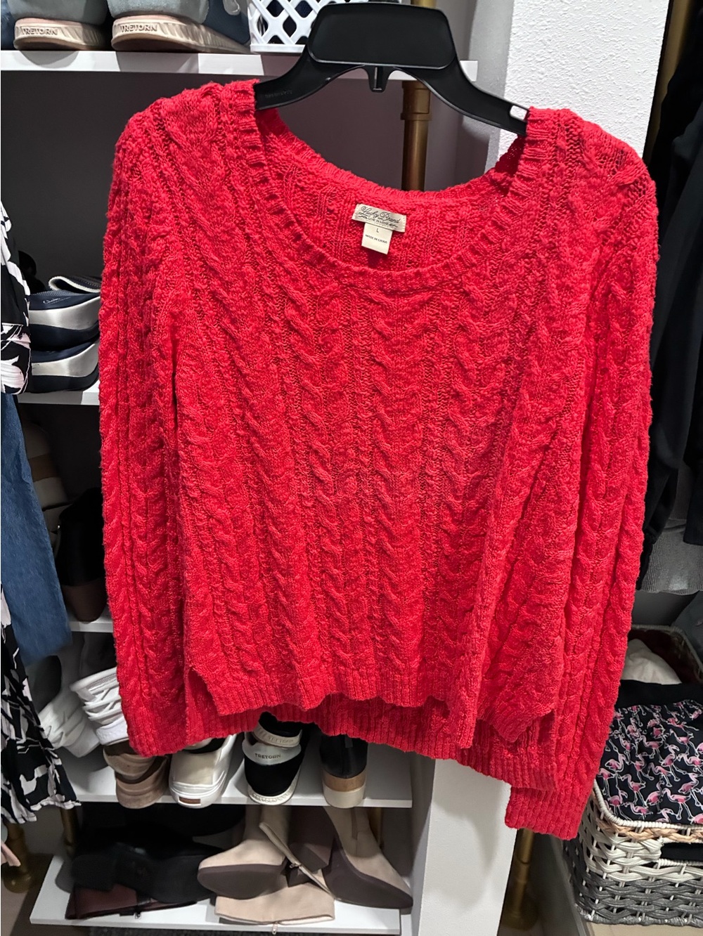 Lucky Brand Bright Red Cable Knit Sweater